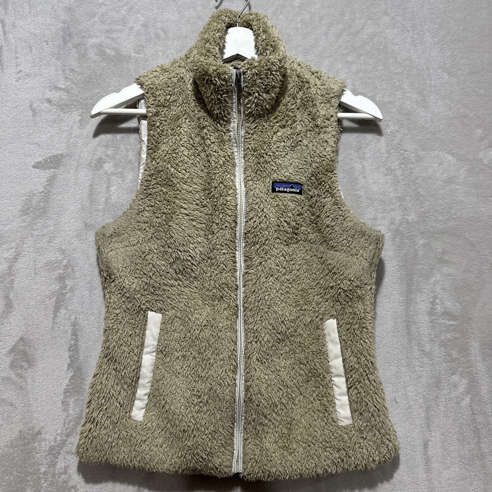 Patagonia Los Gatos Fleece Vest Women's Size Small Mock Collar Beige